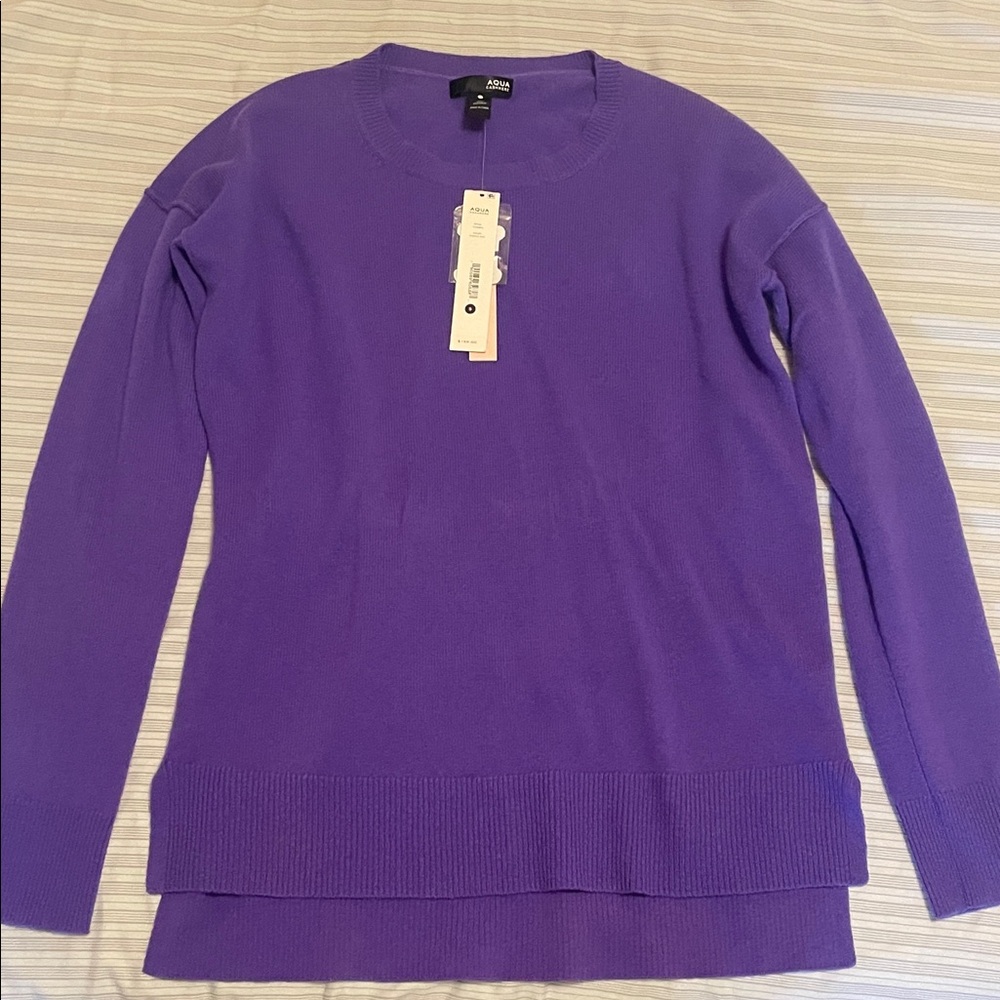 AQUA CASHMERE Purple Long Sleeve Sweater Small NEW w TAGS